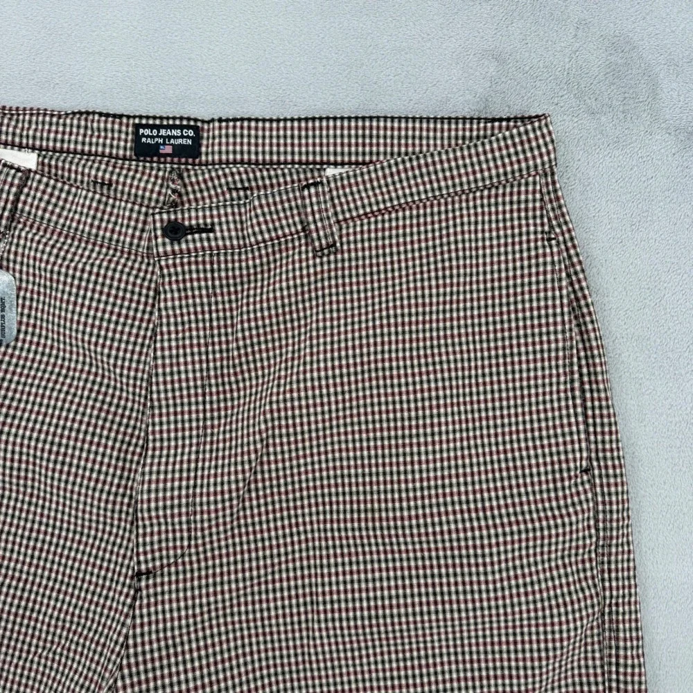 Polo Jeans Co Ralph Lauren Mens Brown Gingham‎ Check Dog Shorts Size 42